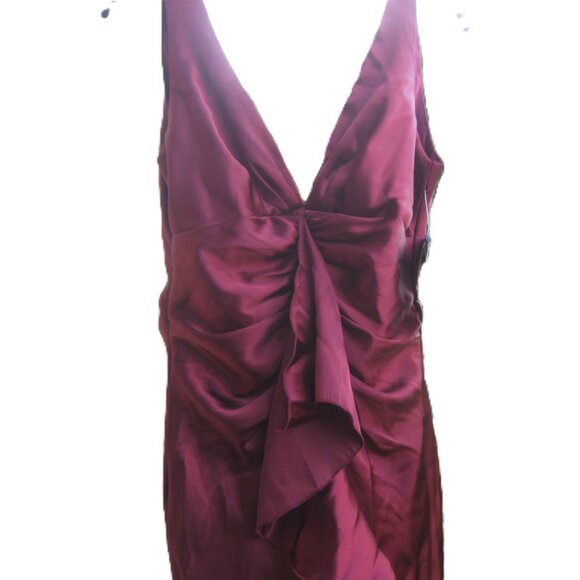 VINTAGE w/ Tag RAMPAGE Burgundy Ruffle Formal Evening Gown 3 *Needs Zipper Pull* - Picture 3 of 16